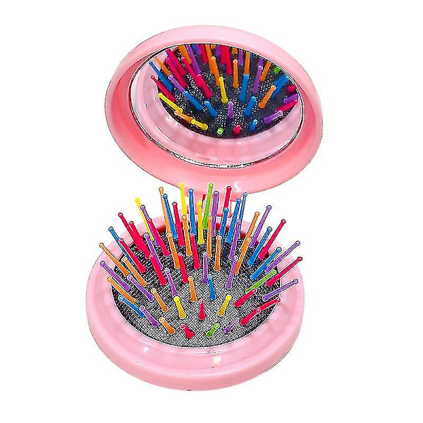 Tegneseriepige Hjerte Bærbar Kam Blomst Luftpude Kam Med Makeup Spejl  T