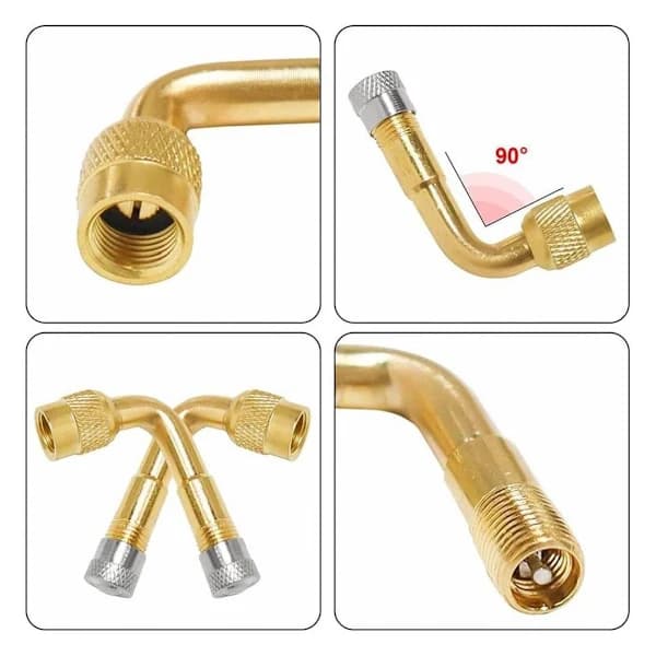 Dekkventilforlengelsesadapter, 90 graders ventilforlengelse og 180 mm fleksibel gummibussventilforlengelse kobberventiladapter vinkelventilforleng...