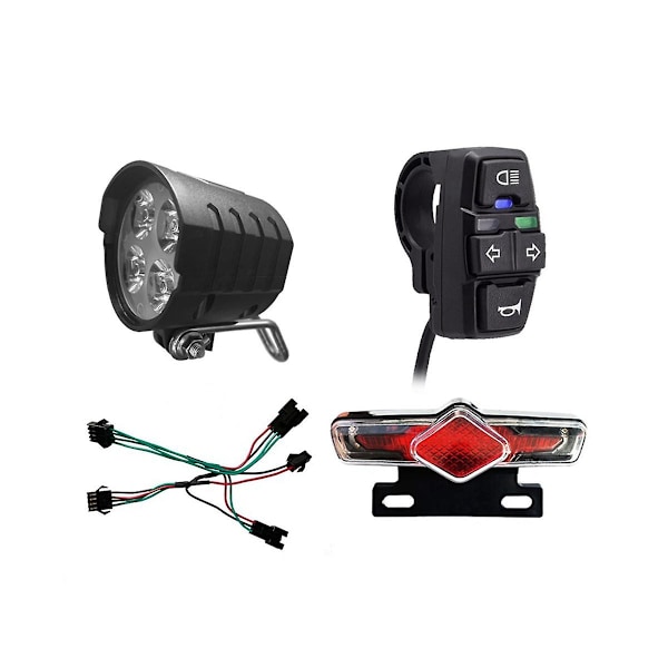 Electric Bicycle 24/36/48v/60v Headlight Front Tail Rear Warning Light Led Night Spotlight Headligh