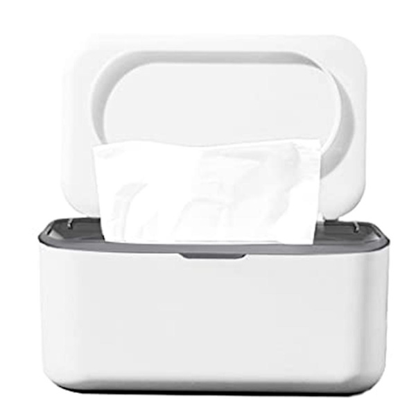 Vådservietdispenser, babybleholder til opbevaring af servietter, støvtæt vådservietbeholder, kontor (grå)