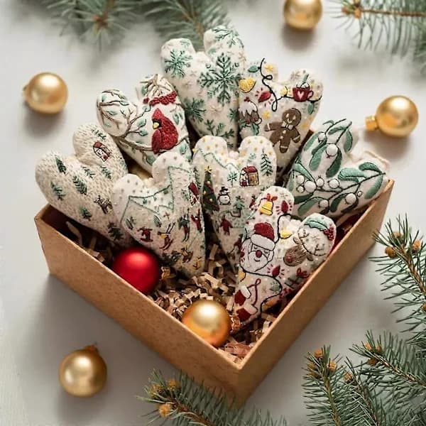 DIY Hjertebroderi Juledekorasjon, Julehjertebroderisett [] Elg