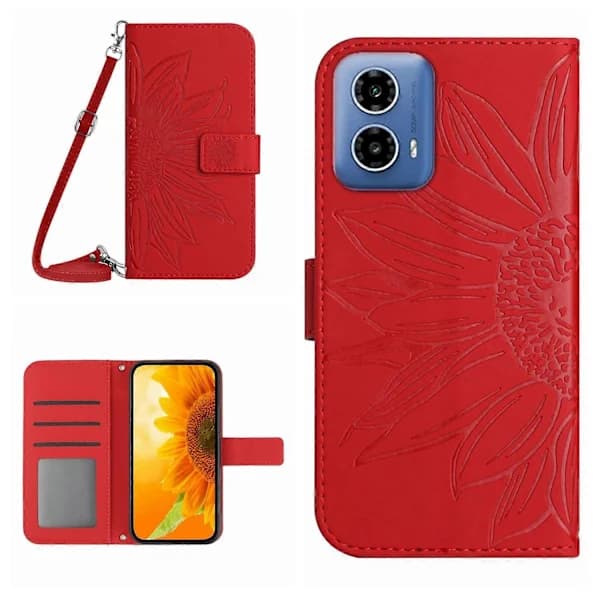 Lærfutteral for Motorola Moto G34 5G Rød