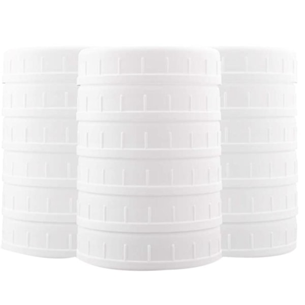 /HA/18-pakkaus muovia Tavallinen suuaukko Mason Jar -lukko palloille, Kerrille ja muille elintarvikelaatuiselle valkoiselle muoville
