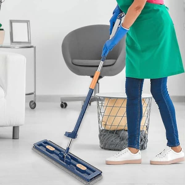 Stort Flat Moppsett, 360° Svivelmopp med Vridningsfunksjon, Gulvmoppsett Flat Mopp med Gjenbrukbare Mikrofibermoppeputer for Hardtre Laminatfliser...