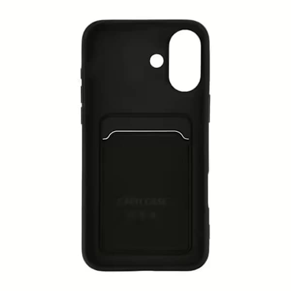iPhone 16 Silikon Mobilskall med Kortholder - Svart