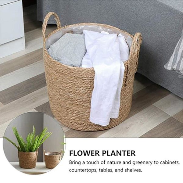 Växtkrukor Sjögräs Planterkorg Blomkruka Korg Vävd Växtbehållare Vas Korg