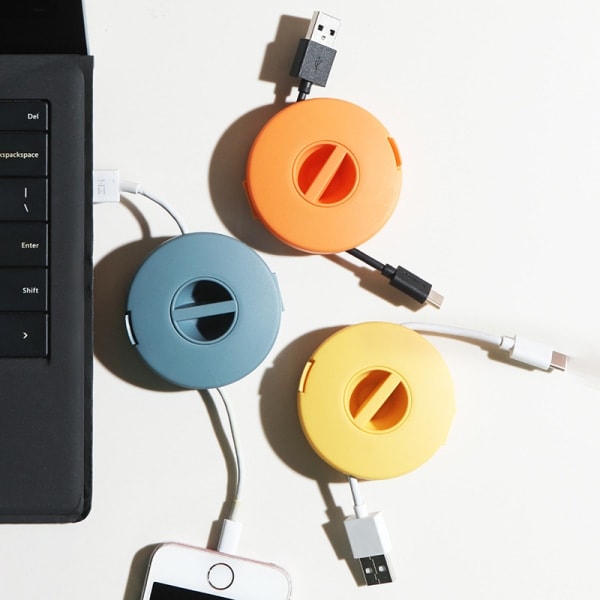 /HA/ Kabelupprullare, tom rulle Kompakt kabelhanteringsrulle, infällbar organizer för USB-kabel (gul)