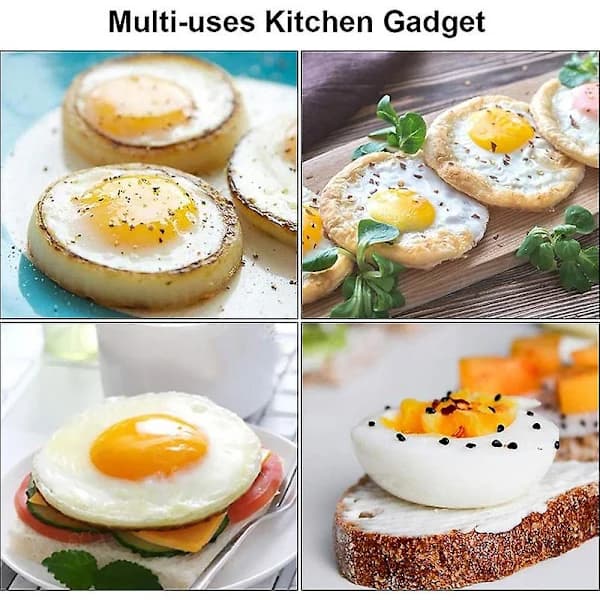 Eggring, Rustfritt Stål Omelettform Non-Stick Pannekakering for Steking av Egg, Eggesirkler for G Sølv
