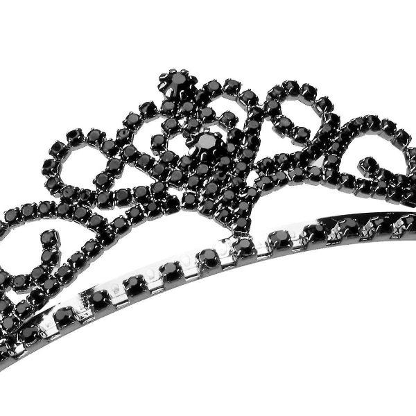 Bröllop Brud Hår Band Hårband Rhinestone Krona Med Hår Kam (svart)