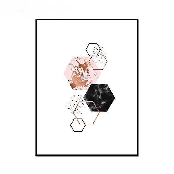 Wekity Marmor Tekstur Geometrisk Patchwork 1 Vægkunst Lærredstrykplakat, Enkelt Abstrakt Kunsttegning Dekoration til Hjem Stue Soveværelse Kontor og Ch