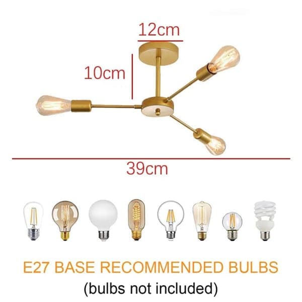 3-ARMET LOFTLAMPE, Moderne Loftlamper, E27-fatning (pære ikke inkluderet)