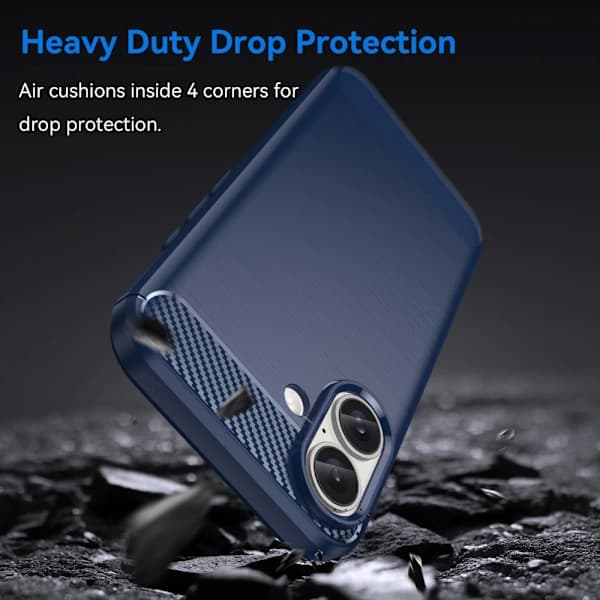 iPhone 16 Armor Carbon, stødabsorberende TPU-skal, flere farver, sort Sort