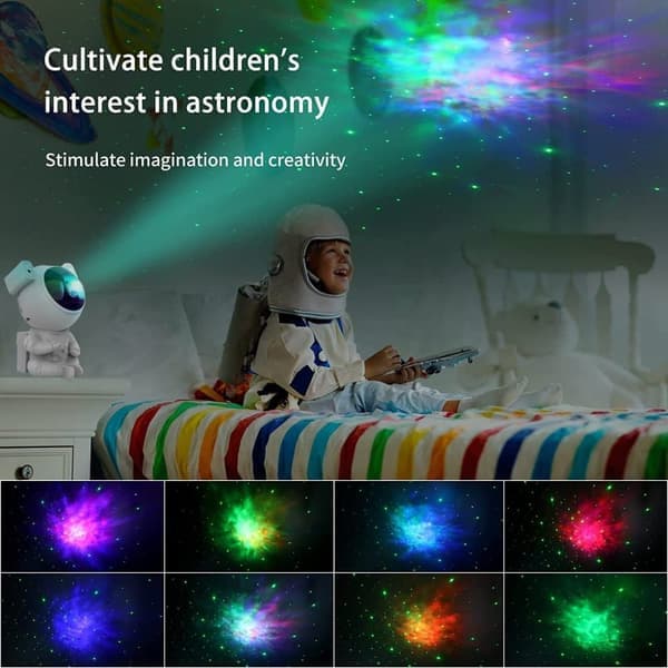 Astronaut Projektorlampe Galaxy Natlampe Børn, Nebula Stjernehimmel LED, børnegave