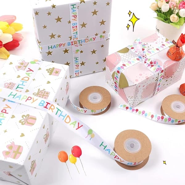 3 ruller Happy Birthday-banner bursdagskake banner hvit sateng Po