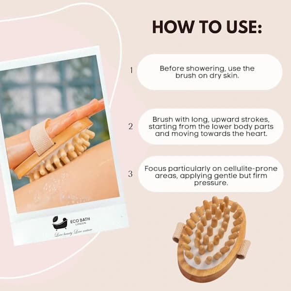 HA-Cellulit Hårbørste - Cellulitebehandlingsbørste, Effektiv Cellulitefjerner og Massageapparat, Eksfolierende Massagebørste i Træ