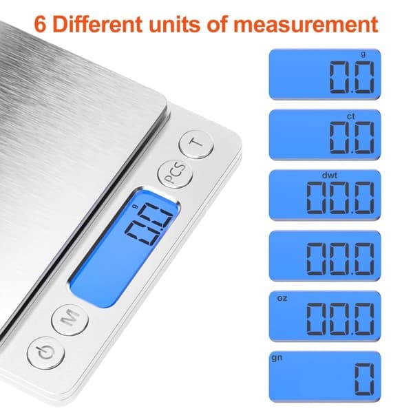 Kitchen Scale - Milligram Scale - Electronic Scale - 0.01 to 500 grams - Silver