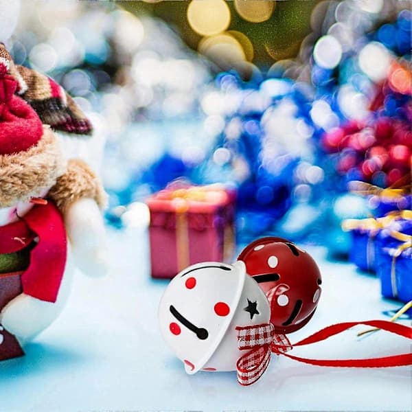 12 Klassiska Jul Metall Klockprydnader för Festlig Träddekoration