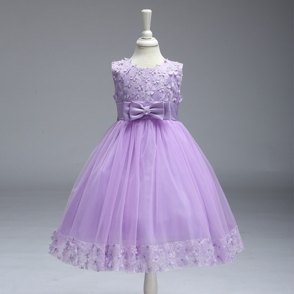 /HH/Perfekta Barnkläder Flickor Bowknot Prinsessklänning Paljett Bröllopsklänning - Perfet 10/130cm