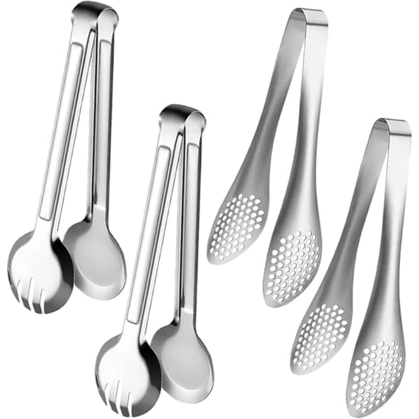 4 ST Serveringstenger 9 Tommer Buffetttenger Rustfritt Stål Serveringsredskaper for Salatbuffet Forrett Dessert Matfester, Sølv