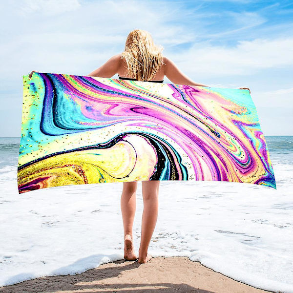 Farverige prints store strandhåndklæder hurtigtørrende surf poncho mikrofiber badehåndklæde rejse sjal strand yoga picnic fitnessmåtte kvinder gave