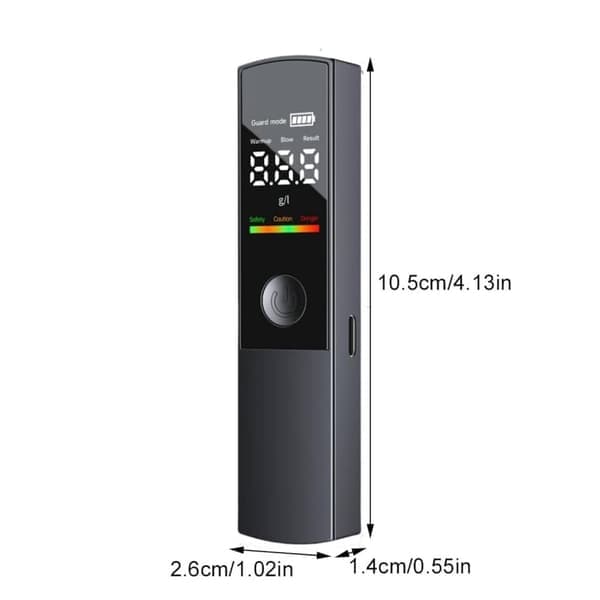 Alcohol Meter - Portable Digital Breathalyzer - USB Charging - Contactless - HD Display - Warning Function