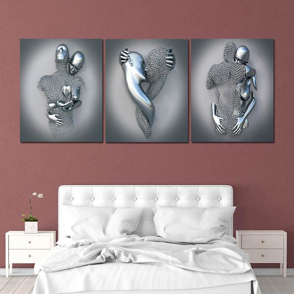 Wekity Intertwined Love Wall Art Canvas Print Poster, Simple Fashion Painting Art Decor for Home Living Room Bedroom Office (Set of 3 Unframed, 16x20 in