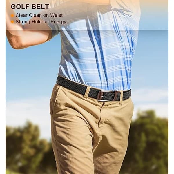 HA-Bælte til mænd 2-pak, herregave stretch flettet webbælte elastisk til afslappede golfjeans 105 cm