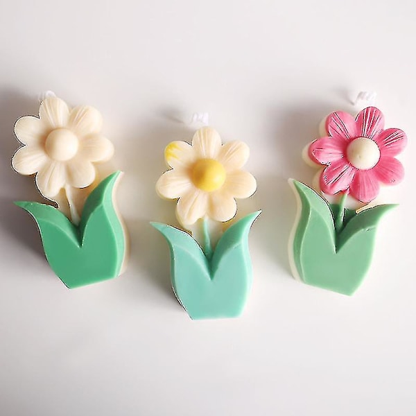 Geometrisk blomsterserie stearinlys silikoneform DIY tulipan aromatisk stearinlys
