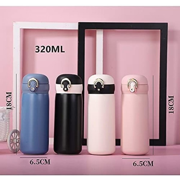 320ml Kreativ Guldlås Rostfritt Stål 316 Termosmugg Bärbar Mini Vattenflaska Automatisk Lock Termos Vattenflaska (Kapacitet: 320ml, Färg: Svart)(WZ1600