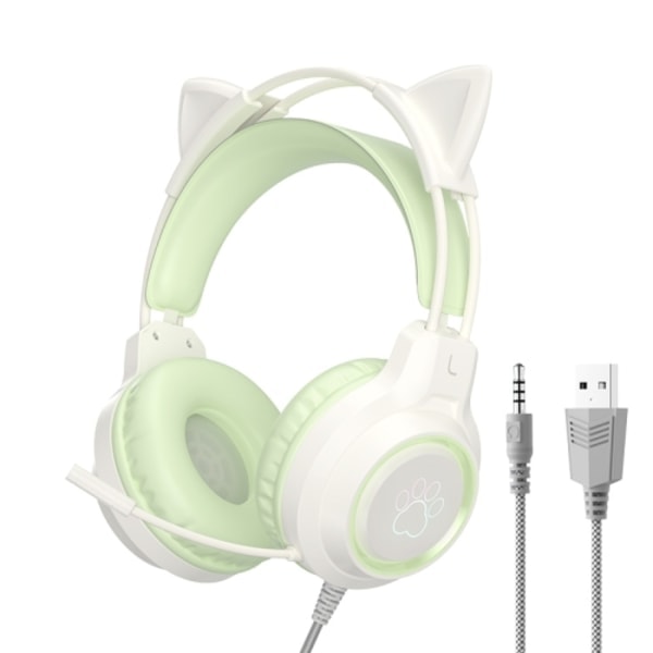 /HH/G35 Söpö kissa RGB -kuulokkeet vihreä