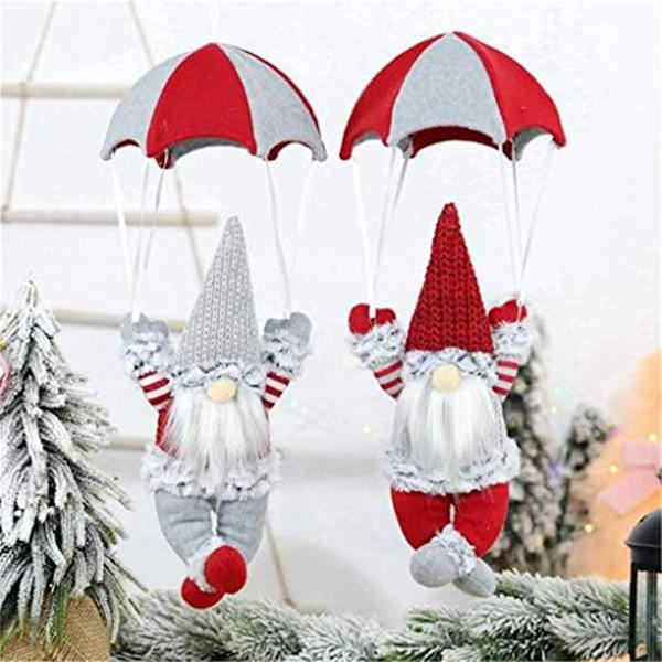 Tonttuhahmo Skydiving Tonttu Nuken Pöydällä Hyllyllä Työpöydällä Varjovarjo Tomte Pehmoinen Tonttulahjat Th