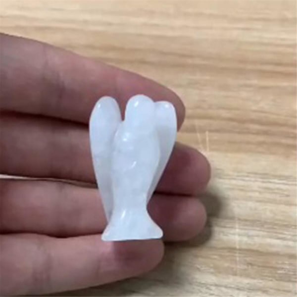 Vit Jade Stenhuggen Kristallängel Staty Figuriner Reiki Healing Ornament