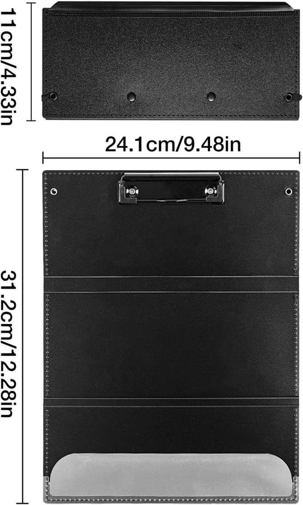 A4 Sammenfoldelig Clipboardmappe, Holdbar PP-organizer Med Stålclips, Bærbar Til Møder, Kontor Og Studie, Sort