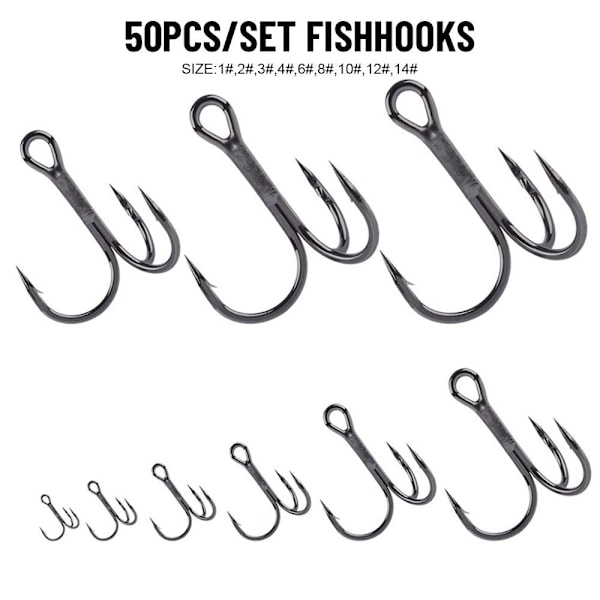 50 st/set fiskekrokar högt kolstål 8 8/HH/ 8 8