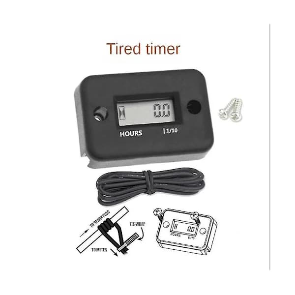 Vandtæt LCD Digital Timer Induktiv Timer til Cykel Motorcykel ATV Snescooter Motor, Sort