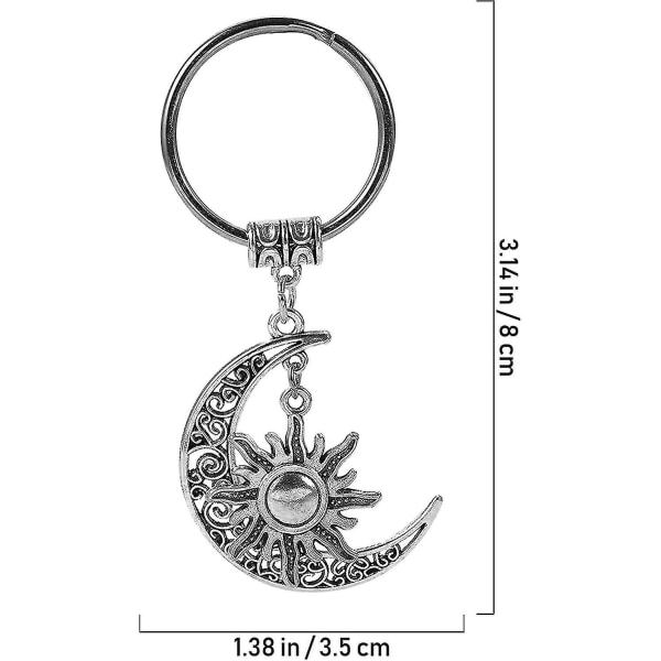 2 Metall Charm Gammel-stil Måne Sol Nøkkelring Tur