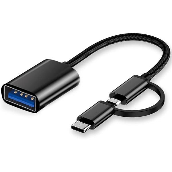 USB C/Micro till USB 2 i 1 OTG-adapterkabel