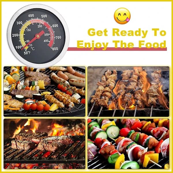 BBQ-termometer, grilltermometer, glaslinse i rustfrit stål