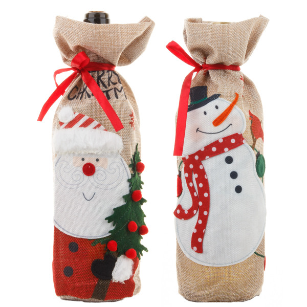 2 ST vinjulpåse, presentpåse för säckvinflaska med dragsko, återanvändbara överdrag till vinflaskor för julens bröllopsfödelse