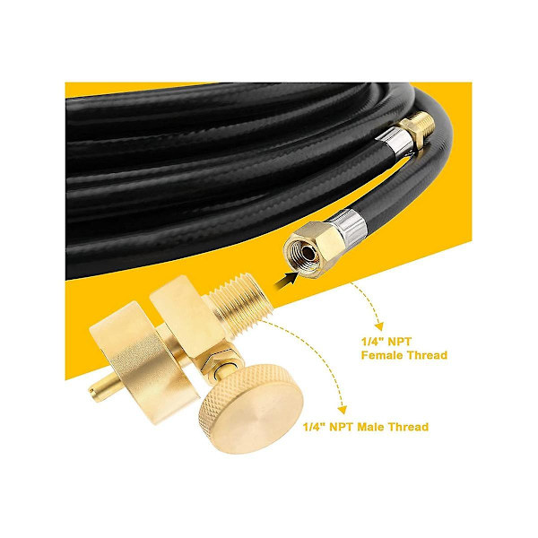 Messing 1lb Propangas Bortskaffelsescylinder Adapterventil +1/4 Tommer Npt Han & M8x1 Hun Tråd Bålplads