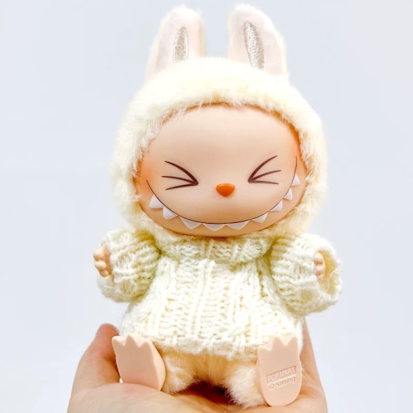 [HH] 17cm V1 V2 Labubu Emaljointi Macaron Sokkolaatikko Nukke Ripustusvaatteet Labubu Vaihto White