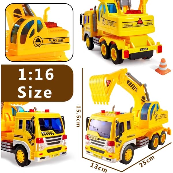 HA-Byggelastbil til børn med lyd og lys Traktor Strandlegetøj Byggelastbil Gave til børn Dreng Pige 3 4 5 6 år