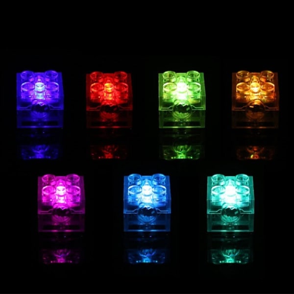 10st 2x2 prick LED Light Up Färgglada tillbehör Klassisk tegel