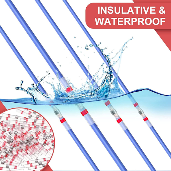 500 kappaletta 22-18 Awg punaisia juotosliittimiä, kutistesuojattuja, vedenpitäviä sähköliittimiä
