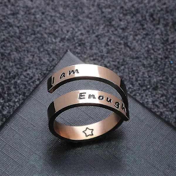 Rustfritt Stål Ring Smykke Inspirerende Jeg Er God Nok Justerbar Spinnerring, Sølv