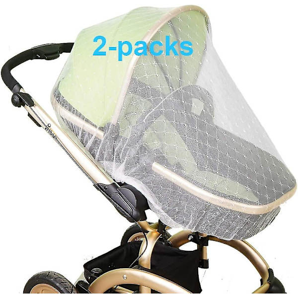 Myggnät för barnvagn | Myggnät för spädbarnsbärselar, bilbarnstolar, vaggor, spjälsängar, pack and play, liggvagn, lekhage 2-pack