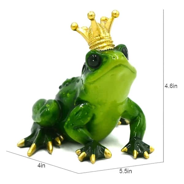 Groda Prins med Krone Ornament Samleobjekt Søt Figurin Groda Sittende Skulptur []