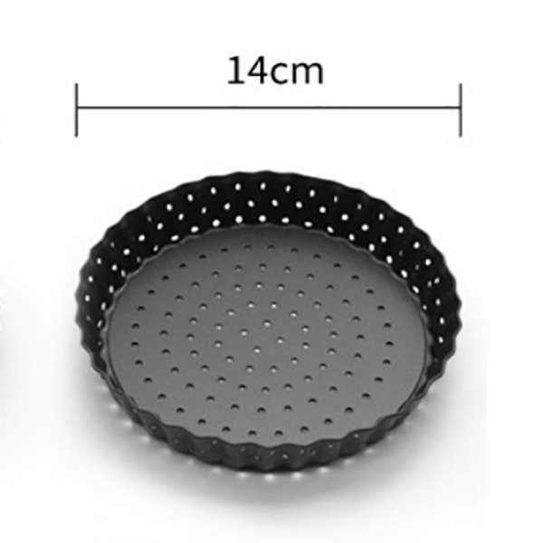 Perforerad pizzapanna - 1 stycke, högkolstål med non-stick beläggning, svart, diameter 14 cm