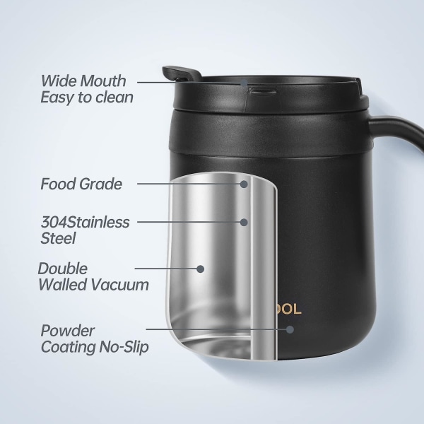 Kaffe Mugg, 13 oz Isolerad Kaffe Mugg Med Läpp, Rostfritt Stål Kaffe Mugg Med Handtag, Återanvändbar Isolerad Mugg, Kaffe Tumbler, Tekoppar.(WZ1265