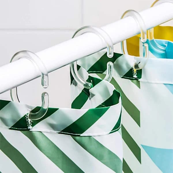 24 st C-formade duschdraperiringar i plast, gardinkrokar för DIY